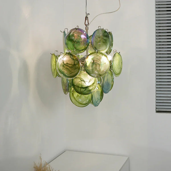 Green Disc Glass Chandelier