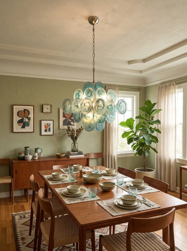 Marisol Sea Blue Disc Glass Chandelier