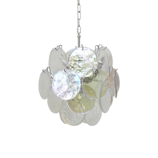 Vintage Murano Iridescent Glass Disks Chandelier