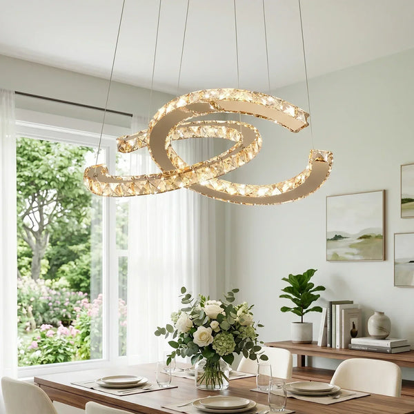 Modern Crystal Double C Chandelier