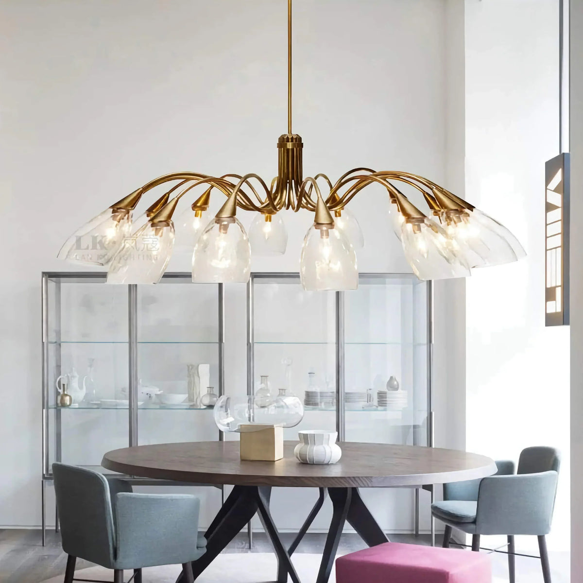 Brass Branch Chandelier | Glass Shades | CLAS720