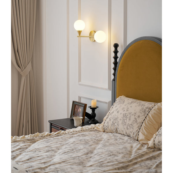 Holten Armed Brass Glass Sconce Wall Lamp