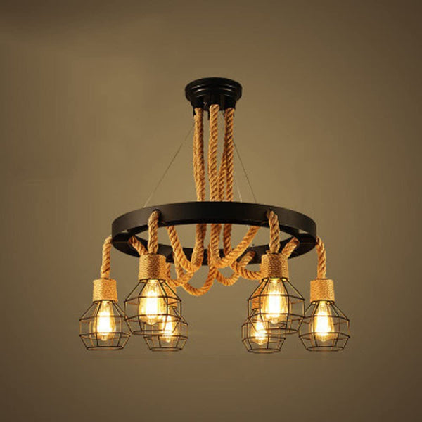 Epoch Retro Industrial Globe Chandelier Black Metal Bar/Living Room