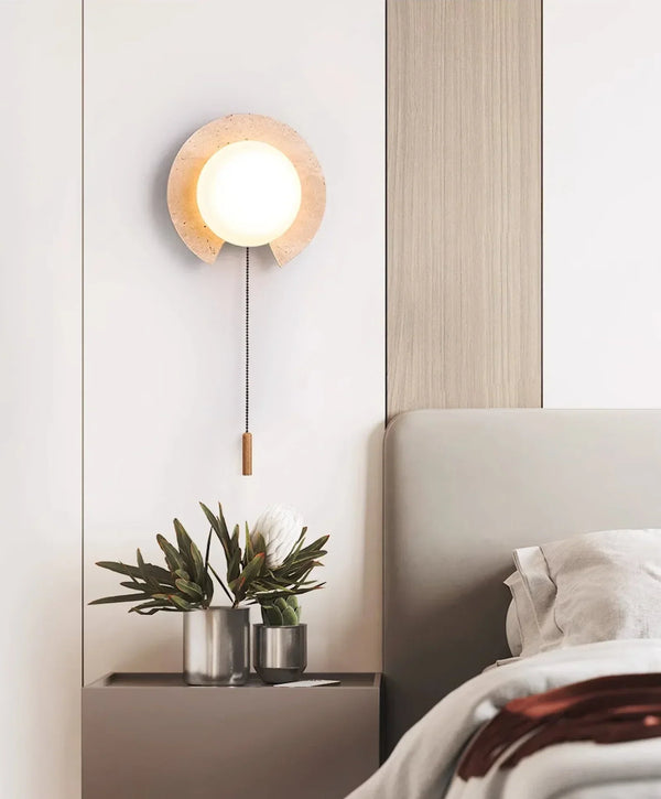 Travertine Round Solclip Wall Light