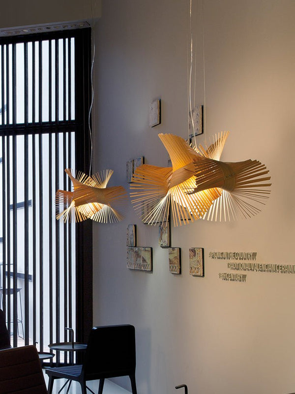 Avian Flair Wooden Pendant Lamp