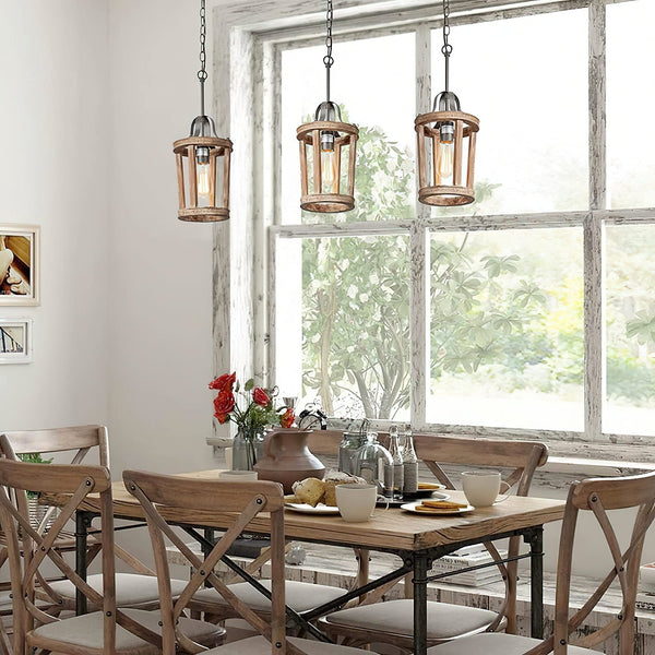 Veraeen Vintage Industrial Wood Pendant Lamp