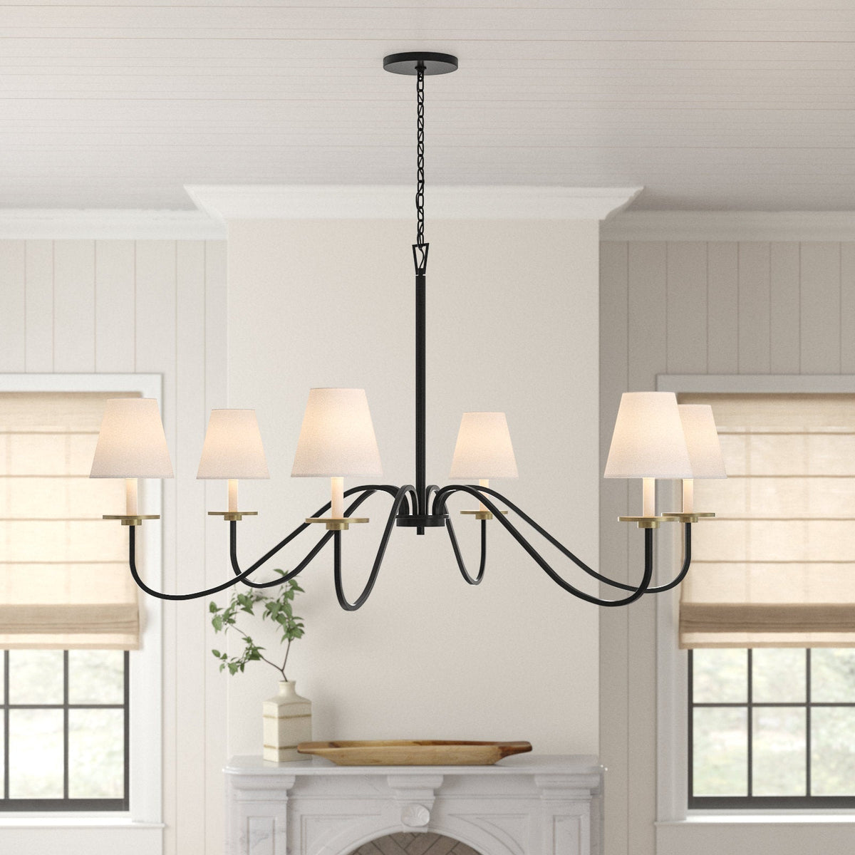 Flux Vintage Industrial Brass Fabric Chandelier