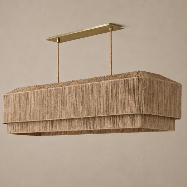 The Salma Linear Chandelier | Natural Rattan & Copper | CLSLM-NT