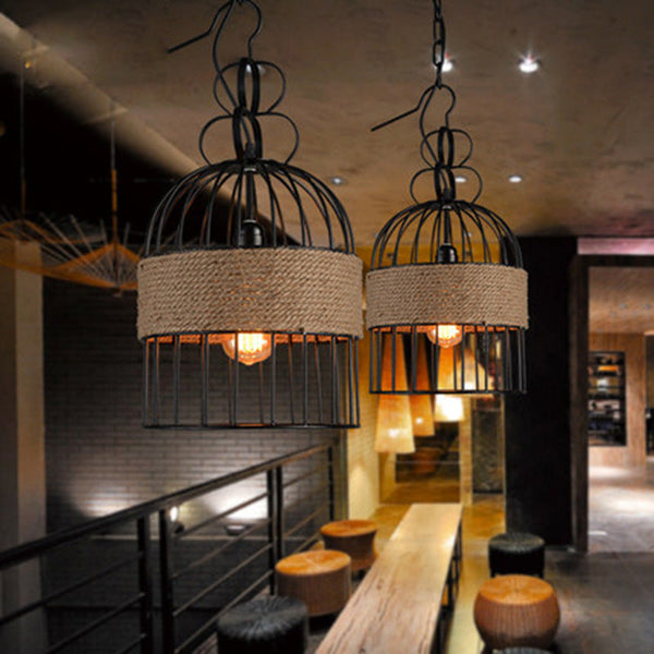 Epoch Design LED Birdcage Pendant Light Metal/Rope Cafe/Bar/Restaurant