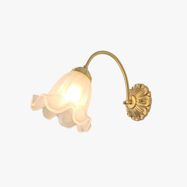 Arisha Retro LED Indoor Wall Lamp Gold Glass Flower-shaped Design Bedroom