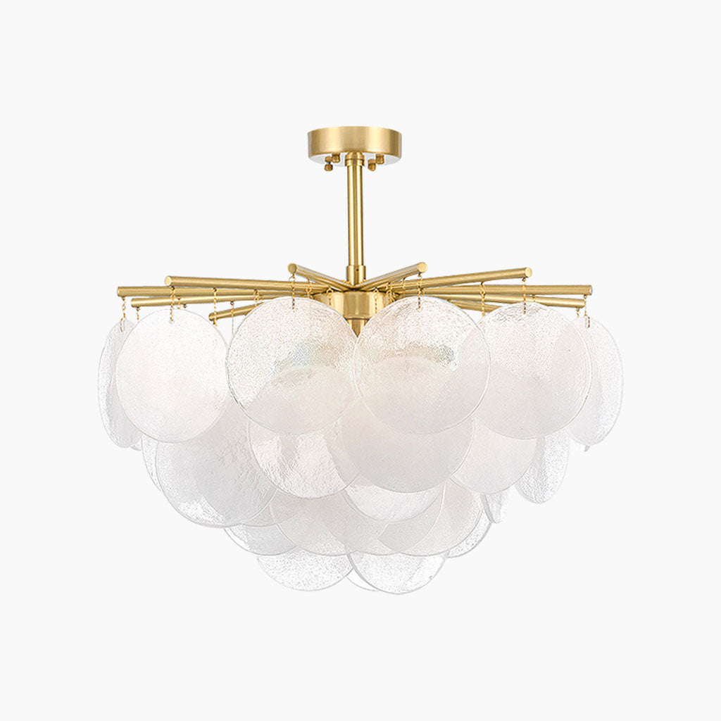 Chandelier Nordic Elegant Nimbus Round Glass, White & Gold