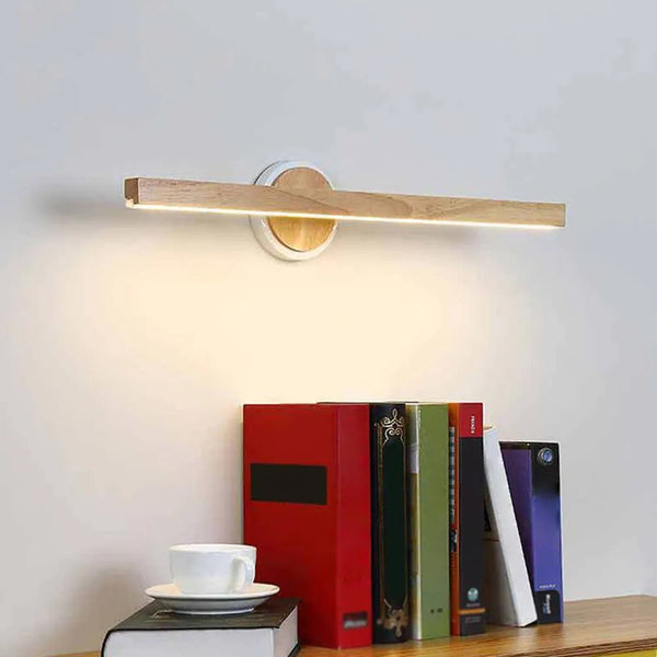 Muto Modern Linear Wooden Mirror Front Vanity Wall Lamp
