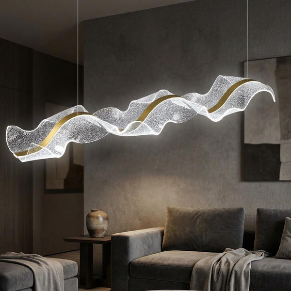 Chandelier Modern Minimalist Luxury Ribbon Acrylic, Gold