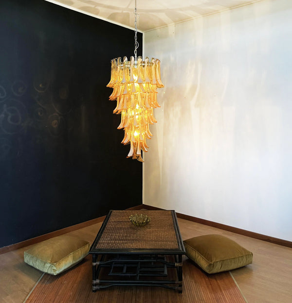 Petals Spiral Murano Amber Chandelier