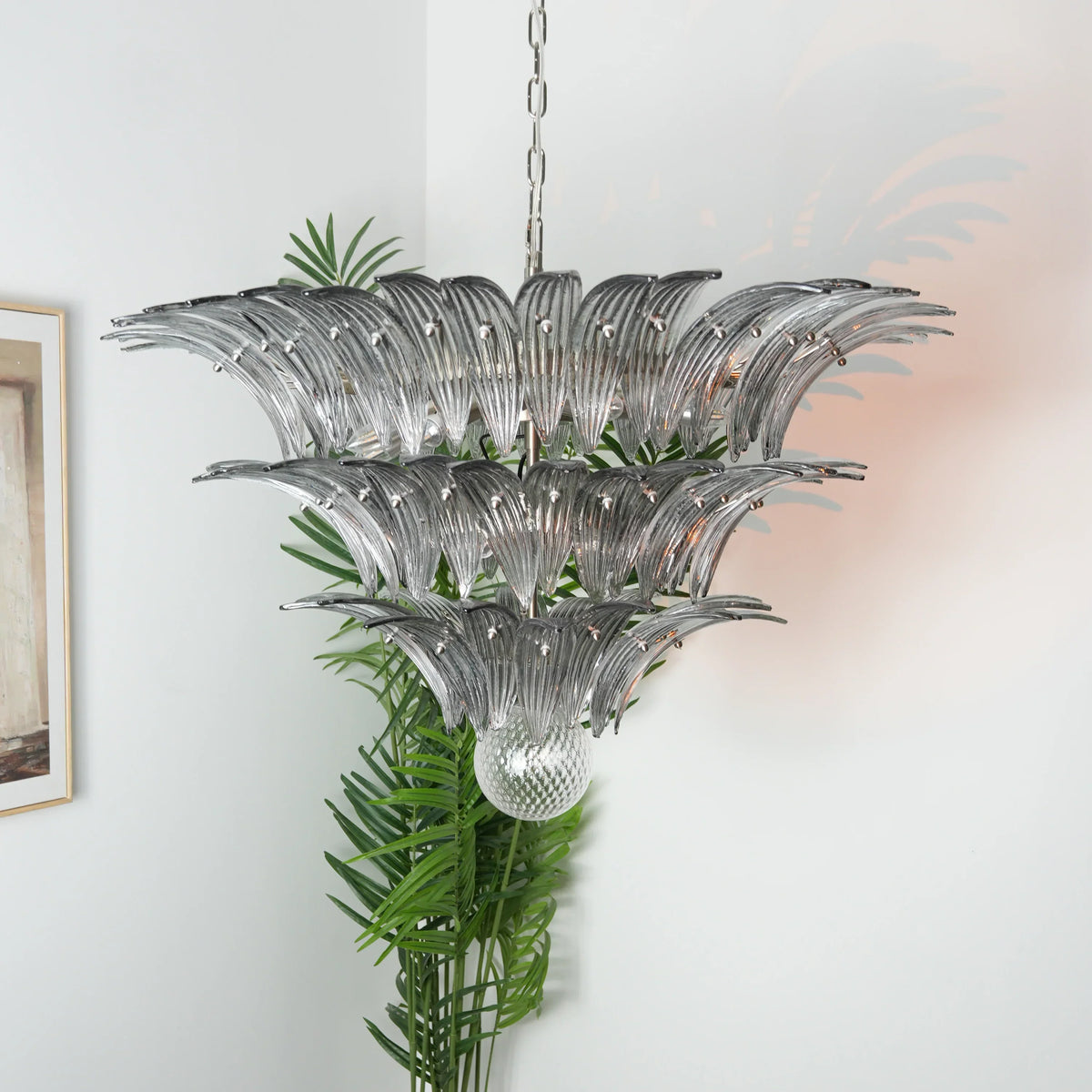 Beautifully Murano Palmette Smoked Chandelier