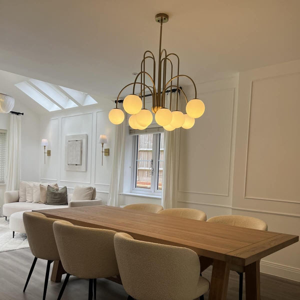 10-Light Bubble Opal Glass Globe Chandelier