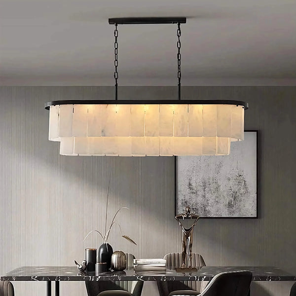 Alabaster Linear Chandelier | Brass | CLMT02580