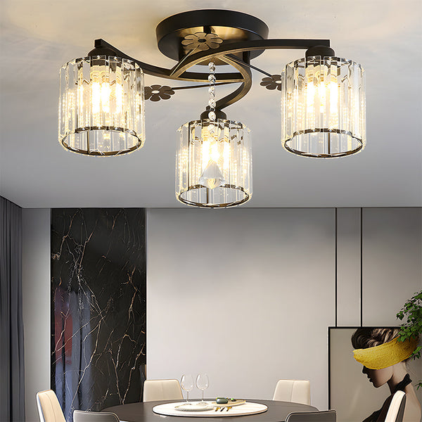 Modern Crystal Semi Flush Living Room Ceiling Light
