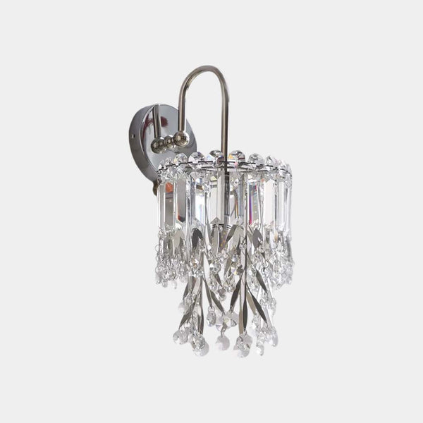 Wall Sconce Light Sleek Crystal Droplet, Silver