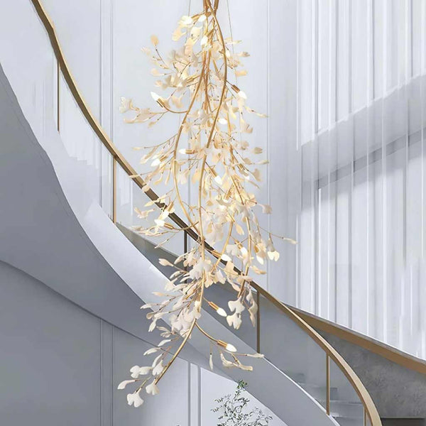 Chandelier Grand Long High Ceiling Ginkgo Branch