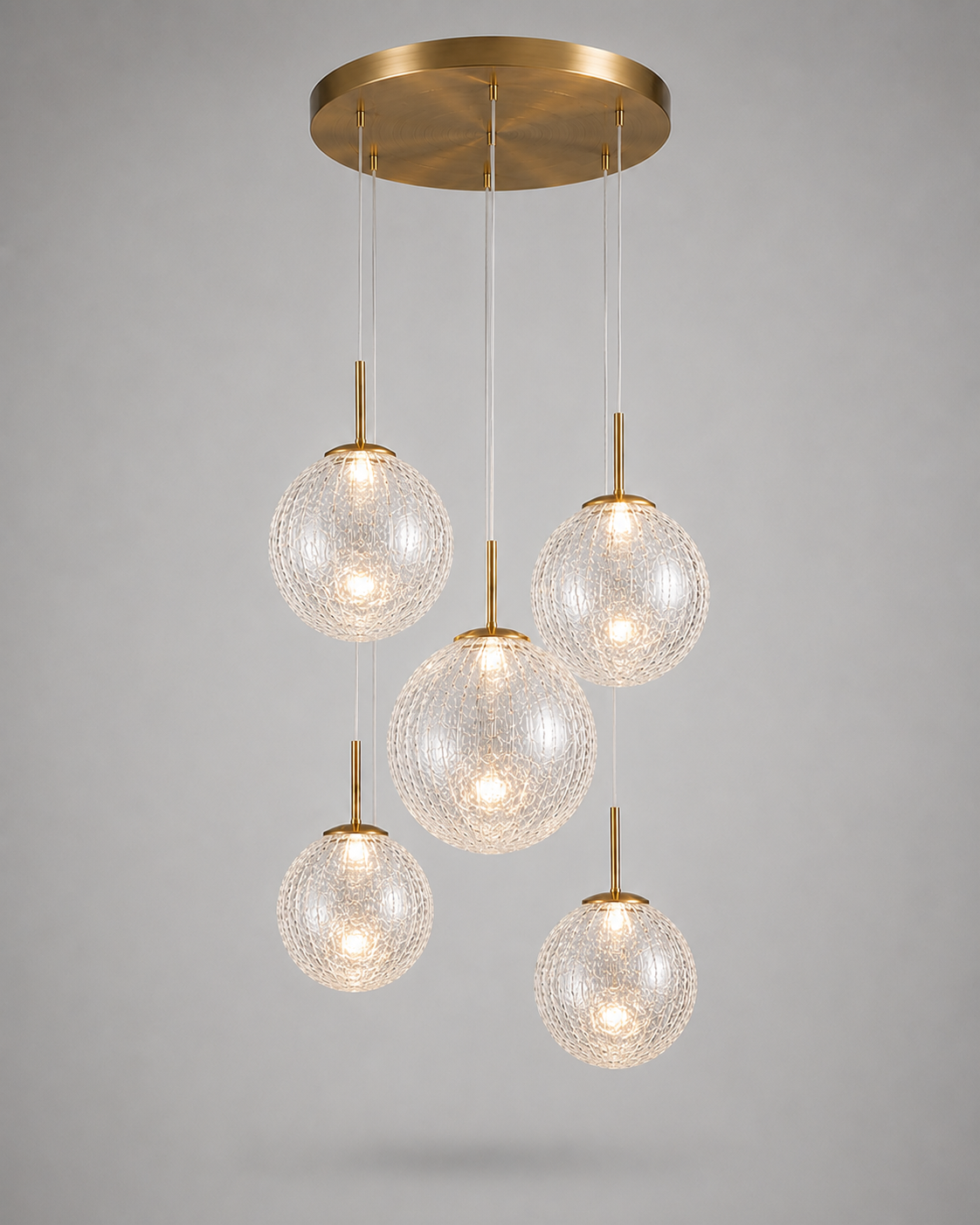 The Chromia Pendant | 5-Light Colored Glass & Brass | CLND008