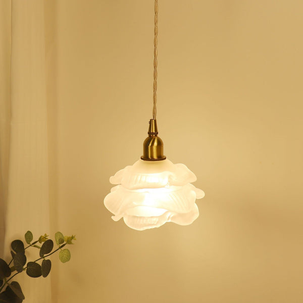 Luxury Small Rose Glass Flower Pendant Light