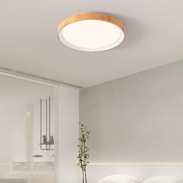 Arisha Modern LED Flush Mount Ceiling Light White Wood Kitchen