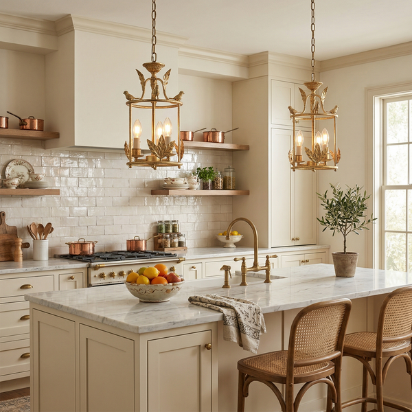 Hylite Vintage Industrial Gold Lantern Pendant Lamp