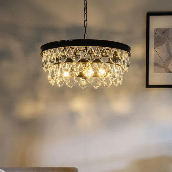 Golden beveled glass crystal chandelier