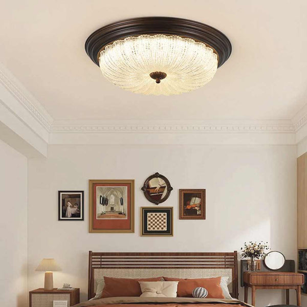 Flush Mount Ceiling Light Mid-century Vintage Round Glass