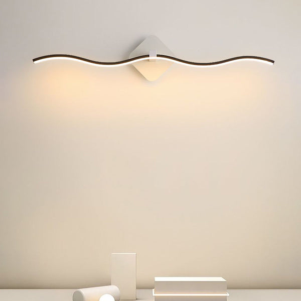 Arisha Minimalist Wave Linear Metal Wall Lamp, Black/White