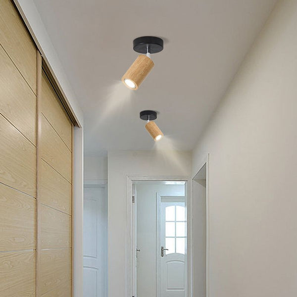 Muto Modern LED Adjustable Ceiling Spotlight, Wood