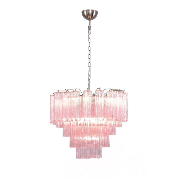 Nivelle Pink Glass Tiered Chandelier