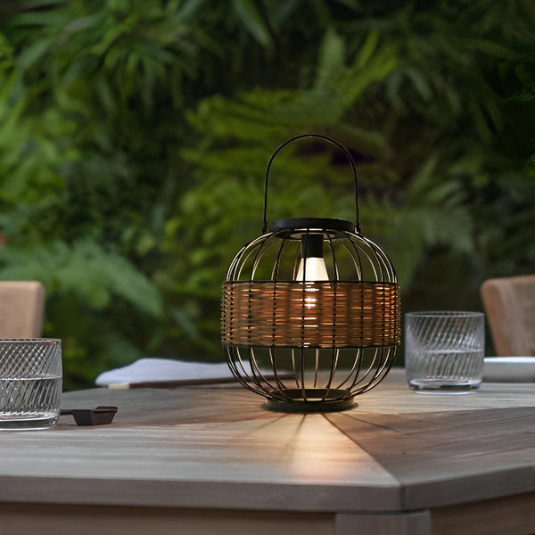 Fiter Decor Cage Shape Intelligent Rattan Outdoor Lanterns