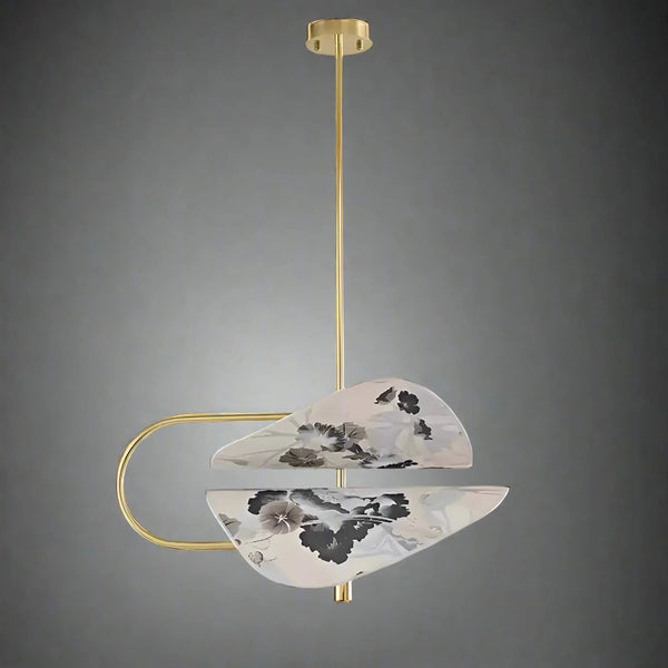 Floral Fabric & Brass Pendant | White | CLFTAKI550