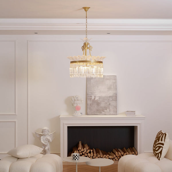 Crinoline Postmodern Luxury Brass Crystal Chandelier