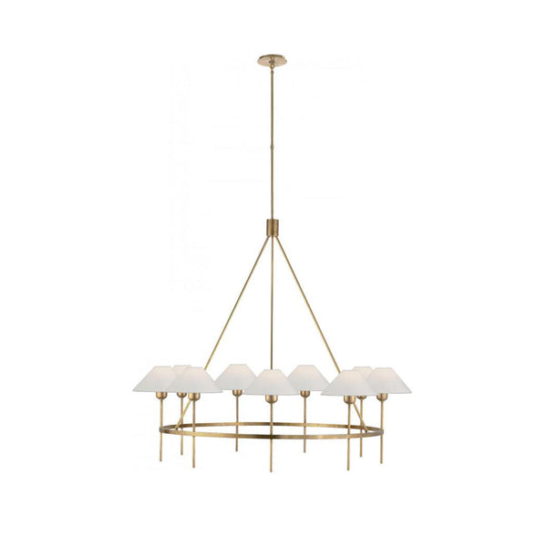 Hackney Vintage Industrial Large Brass Fabric Chandelier