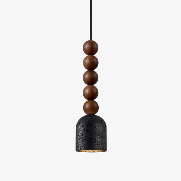 Wood Bead Travertine Pendant Light