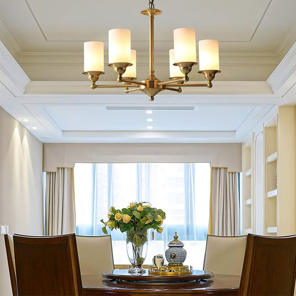 Idorara Postmodern Luxury Brass Glass Chandelier