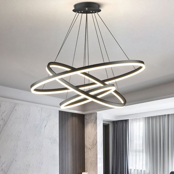 Arisha 3-Rings Black Black Modern Pendant Light