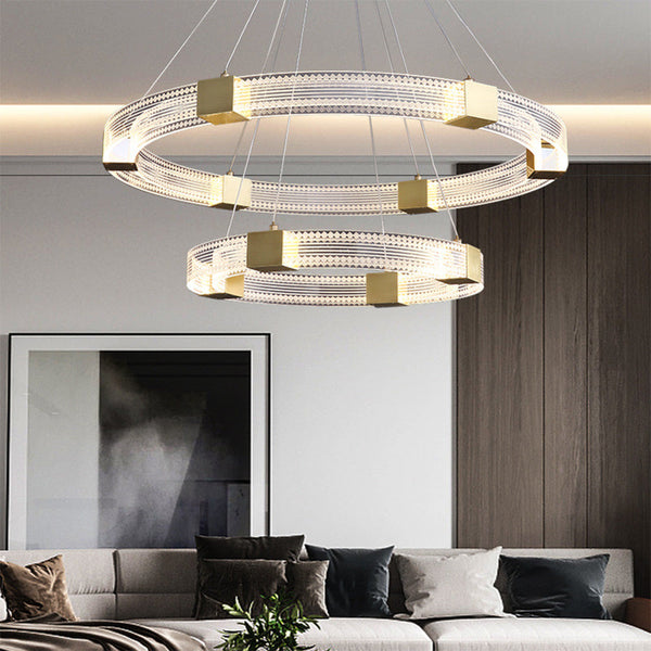 Circular LED Pendant Light Luxury Ring for Bedroom