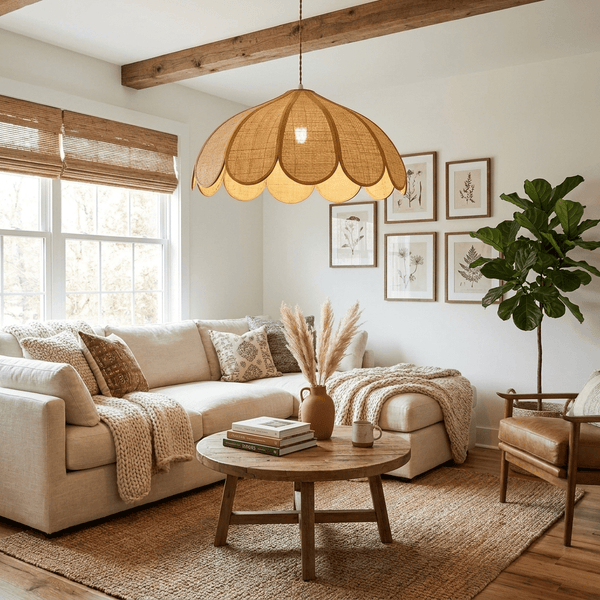 Flora Hemp Rope Flower Pendant Light
