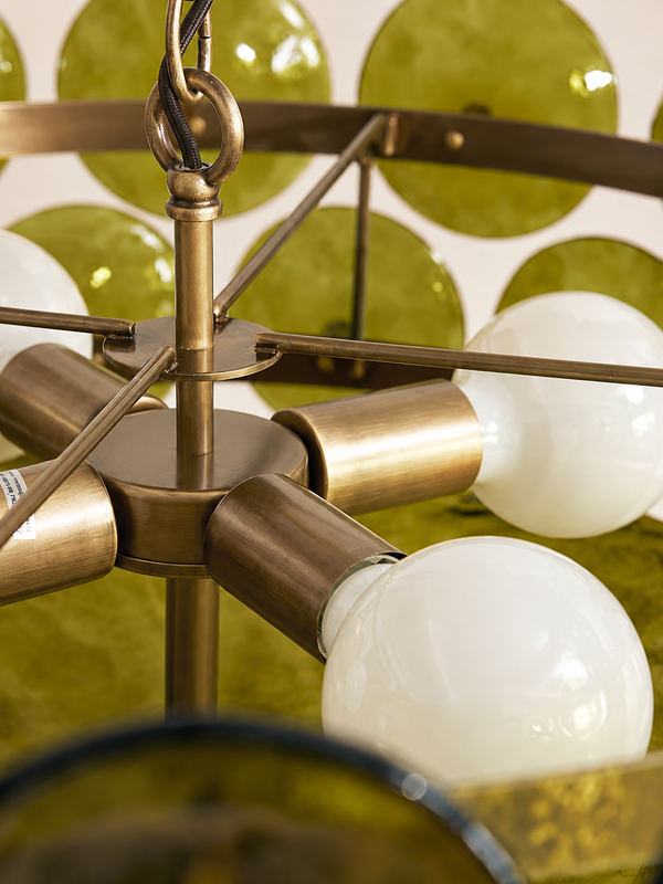 Olive Murano-Style Glass Disc Chandelier | Stainless Steel | CLKOPS203O