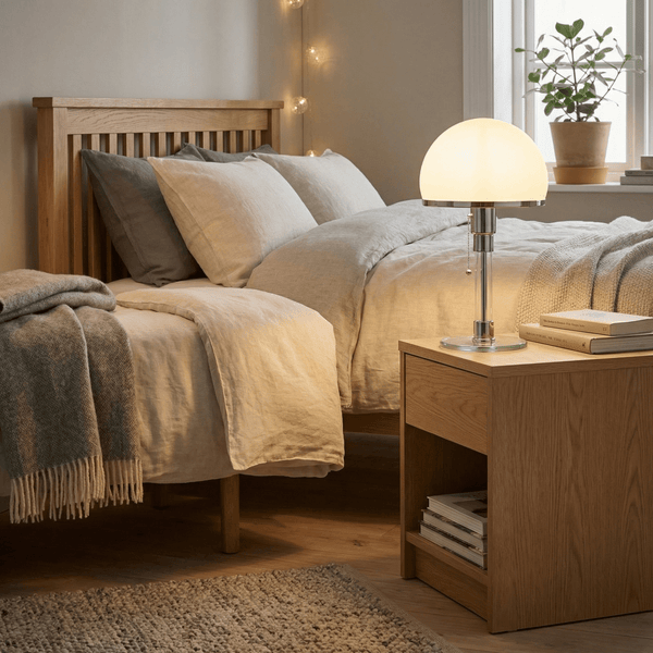 Mela Bauhaus Style Opal Glass Table Lamp