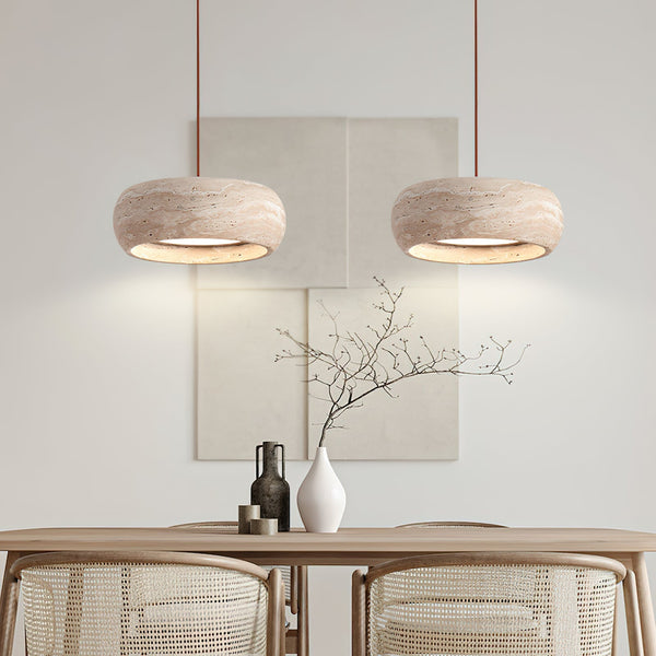 Tova Donut-Shaped Pendant Lights Travertine