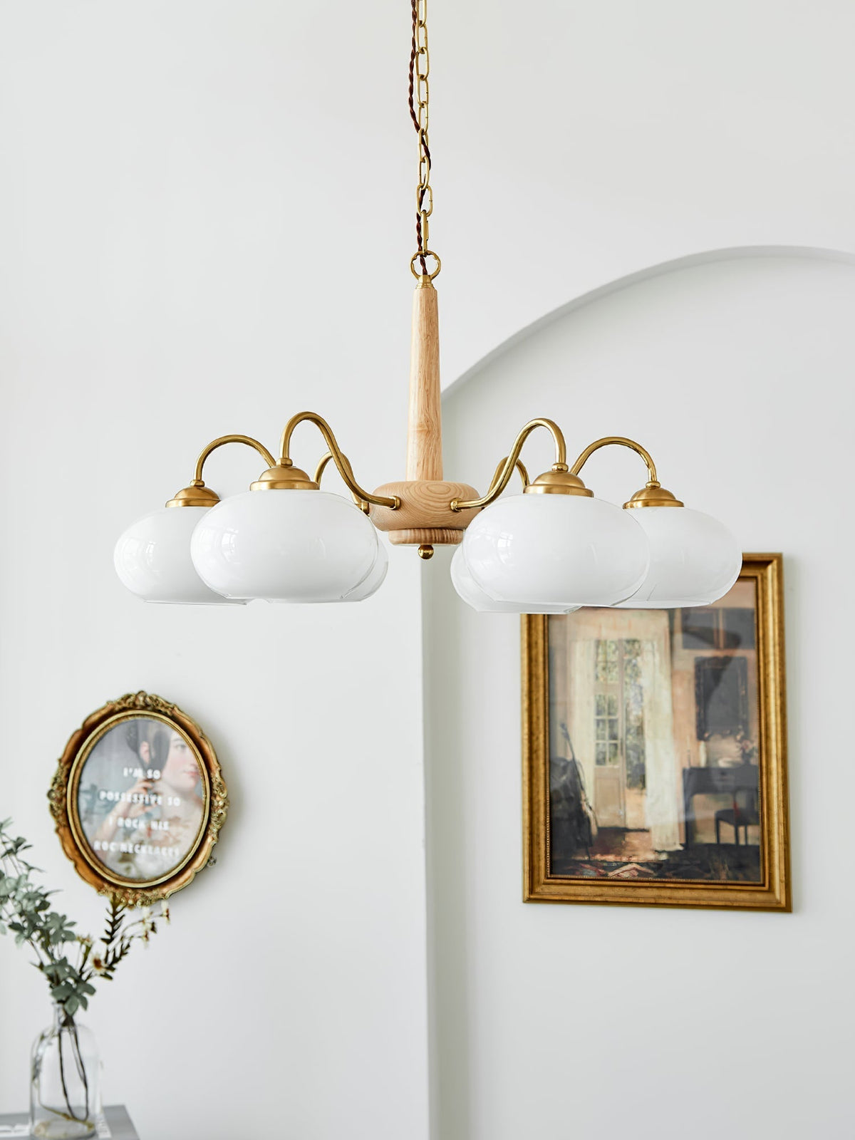 Elmiror Nordic Art Wood Glass Chandelier