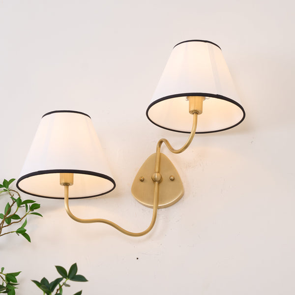 Evynor Vintage Industrial Brass Fabric Wall Lamp