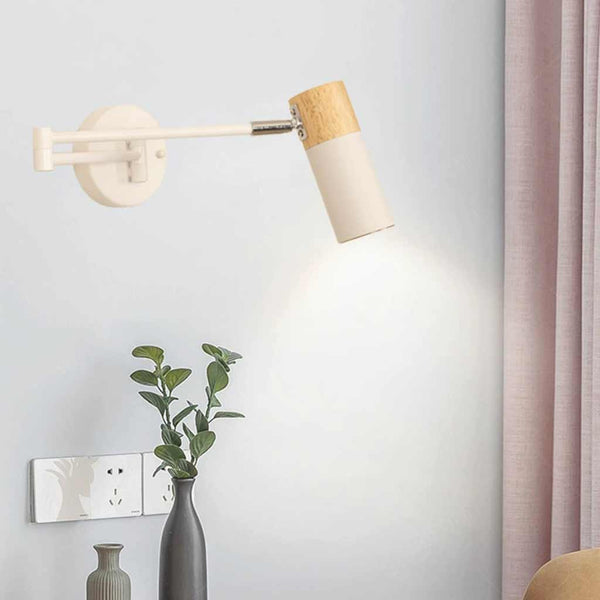 Wall Sconce Spotlight Nordic Wood Adjustable Swing Arm LED