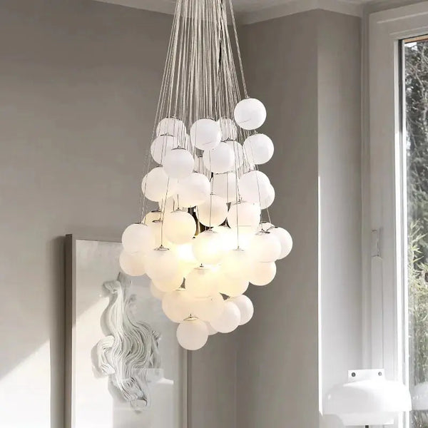 Indoor White Glass Bubble Pendant Ceiling Fixture