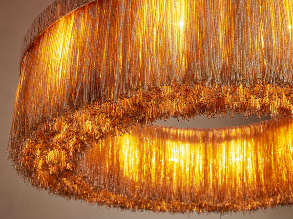 The Elara Chandelier | Beige Rattan Ring | CLND011